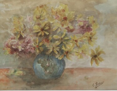 Peinture intitulée "le bouquet de saison" par Claude Dubois, Œuvre d'art originale, Aquarelle