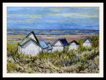 Painting titled "Les cabanes de Gouv…" by Claude Evrard, Original Artwork, Acrylic Mounted on Glass