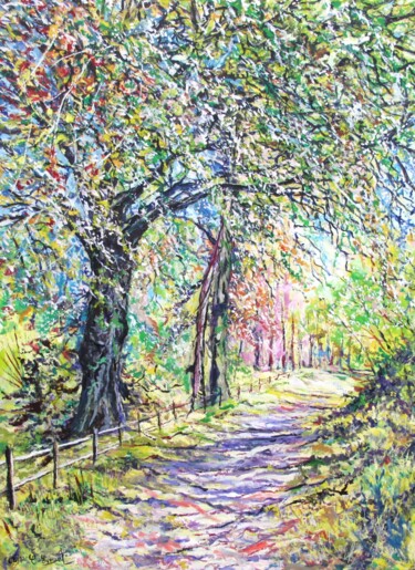 Peinture intitulée "Chemin de traverse" par Claude Evrard, Œuvre d'art originale, Huile Monté sur Châssis en bois