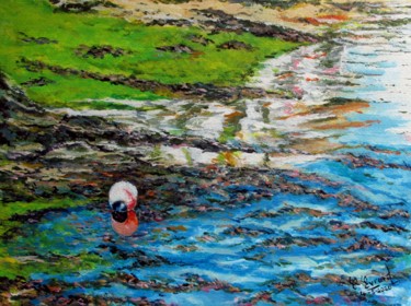 Peinture intitulée "La balise à marée b…" par Claude Evrard, Œuvre d'art originale, Acrylique Monté sur Plexiglas