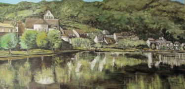 Peinture intitulée "Les rives de Beauli…" par Claude Evrard, Œuvre d'art originale, Huile Monté sur Châssis en bois