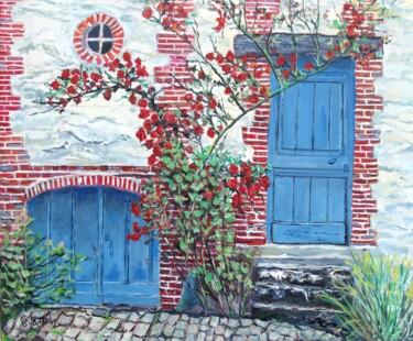 绘画 标题为“Le domaine des roses” 由Claude Evrard, 原创艺术品, 油 安装在木质担架架上