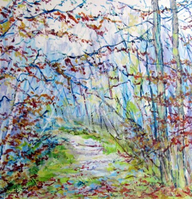 Картина под названием "Douceur forestiere" - Claude Evrard, Подлинное произведение искусства, Акрил Установлен на Деревянная…
