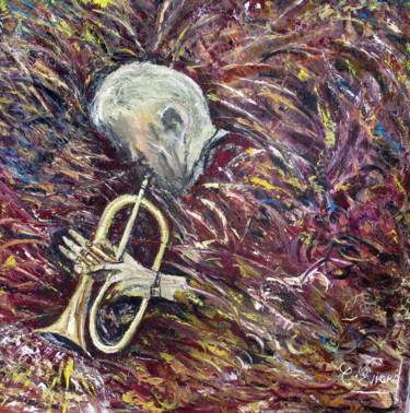 Pintura titulada "TROMPETISTE" por Claude Evrard, Obra de arte original, Oleo Montado en Bastidor de camilla de madera