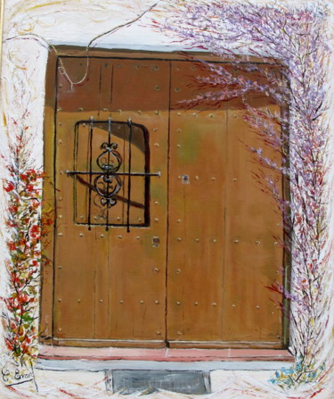 Painting titled "MYSTERE (Porte anda…" by Claude Evrard, Original Artwork, Oil Mounted on Wood Stretcher frame
