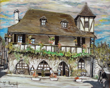 Painting titled "L'AUBERGE DE BEAULI…" by Claude Evrard, Original Artwork, Oil Mounted on Wood Stretcher frame