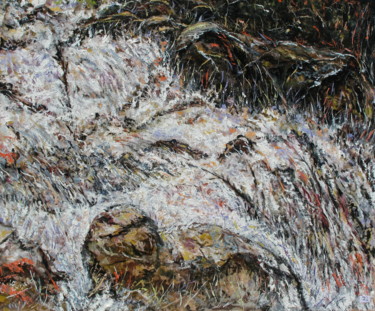 Malerei mit dem Titel "MOUVANCE (cascade H…" von Claude Evrard, Original-Kunstwerk, Öl Auf Keilrahmen aus Holz montiert
