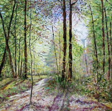 Peinture intitulée "LUMIERE FORESTIERE" par Claude Evrard, Œuvre d'art originale, Huile