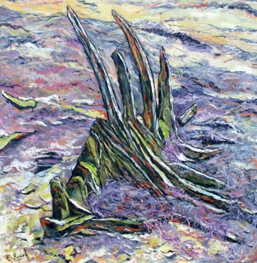 Pintura titulada "Epave (en baie d'Au…" por Claude Evrard, Obra de arte original, Oleo Montado en Bastidor de camilla de mad…