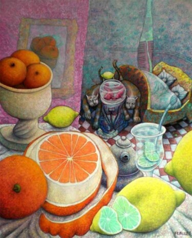 Pintura titulada "Les oranges" por Claude Feuillet, Obra de arte original, Oleo