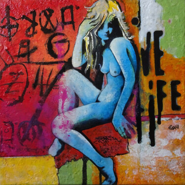 Painting titled "EN-VIE" by Claude Géan, Original Artwork, Acrylic Mounted on Wood Stretcher frame