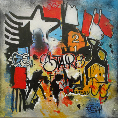 Painting titled "DANSE AVEC LES STARS" by Claude Géan, Original Artwork, Acrylic Mounted on Wood Stretcher frame