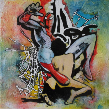 Painting titled "LA GROUPIE 2" by Claude Géan, Original Artwork, Acrylic Mounted on Wood Stretcher frame