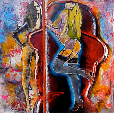 Painting titled "CABARET" by Claude Géan, Original Artwork, Acrylic Mounted on Wood Stretcher frame