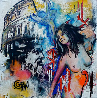 Картина под названием "ROME-ANTIQUE" - Claude Géan, Подлинное произведение искусства, Акрил Установлен на Деревянная рама дл…
