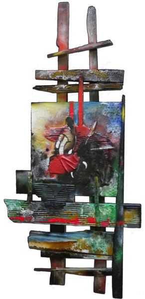 Schilderij getiteld "TORO-3" door Claude Géan, Origineel Kunstwerk, Acryl Gemonteerd op Houten paneel