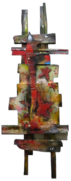 Картина под названием "CHOC SIDÉRAL" - Claude Géan, Подлинное произведение искусства, Акрил Установлен на Деревянная панель