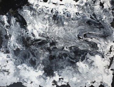 Painting titled "black and white 18" by Claude Goasguen, Original Artwork, Acrylic Mounted on Wood Panel