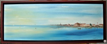 Painting titled "Paysage marin" by Claude Gobalian, Original Artwork, Oil