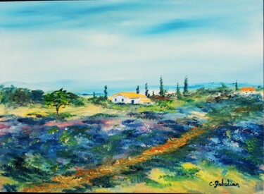 "Paysage de Provence" başlıklı Tablo Claude Gobalian tarafından, Orijinal sanat, Petrol Ahşap Sedye çerçevesi üzerine monte…