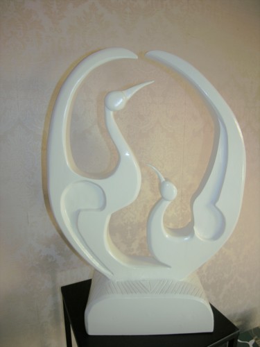 Sculpture titled "PARADE AMOUREUSE" by Claude Gorski, Original Artwork, Wood