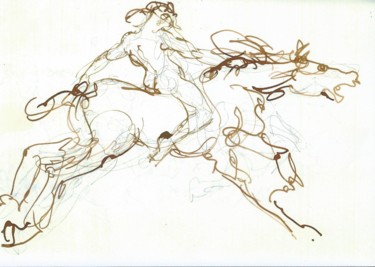 Drawing titled "FOUGUE" by Claude Hardenne, Original Artwork