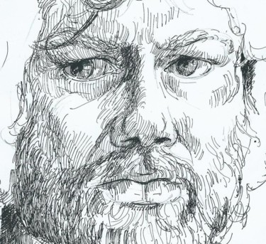 Dessin intitulée "De face" par Claude Hardenne, Œuvre d'art originale