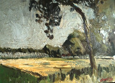 Schilderij getiteld "Polders" door Claude Hardenne, Origineel Kunstwerk