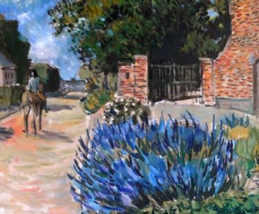 Peinture intitulée "Entrée de village a…" par Claude Hardenne, Œuvre d'art originale