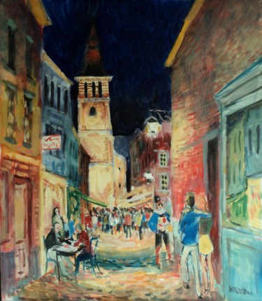 Painting titled "Namur nuit" by Claude Hardenne, Original Artwork