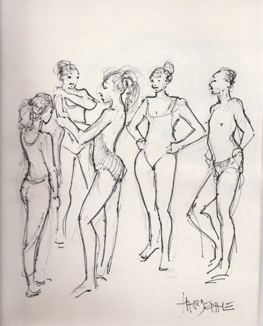 Drawing titled "La coach" by Claude Hardenne, Original Artwork