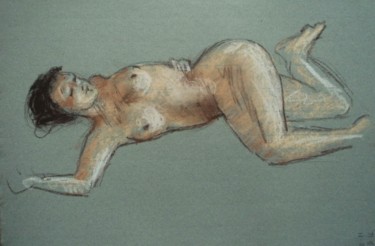 Drawing titled "Olga couchée" by Claude Hardenne, Original Artwork