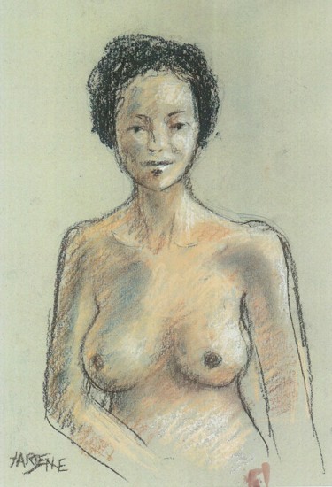 Drawing titled "Olga posant" by Claude Hardenne, Original Artwork