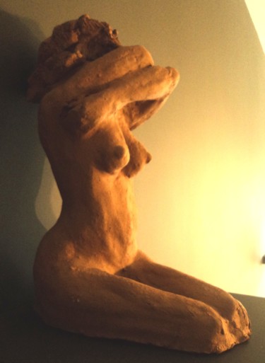 Скульптура под названием "Cacher les yeux" - Claude Hardenne, Подлинное произведение искусства