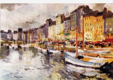 Painting titled "Honfleur" by Claude Hardenne, Original Artwork