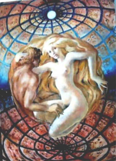 Painting titled "COUPLE CELESTE" by Claude Hardenne, Original Artwork