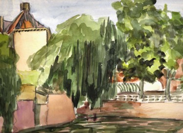 Peinture intitulée "Canal à Bruges" par Claude Hardenne, Œuvre d'art originale