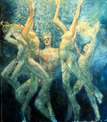 Peinture intitulée "Ballet aquatique (i…" par Claude Hardenne, Œuvre d'art originale