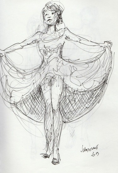 Drawing titled "Défilé de mode; "l'…" by Claude Hardenne, Original Artwork