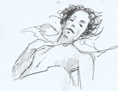Drawing titled "REPOS" by Claude Hardenne, Original Artwork