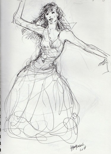 Drawing titled "Danseuse" by Claude Hardenne, Original Artwork