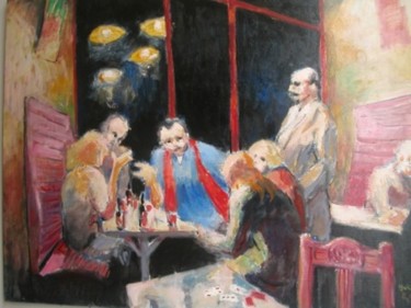 Peinture intitulée "café de nuit" par Claude Hardenne, Œuvre d'art originale