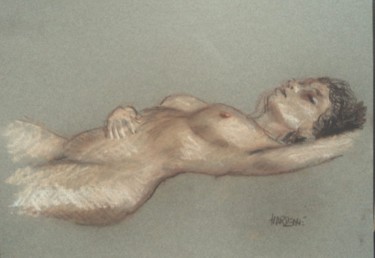 Dessin intitulée "Etude de nu" par Claude Hardenne, Œuvre d'art originale
