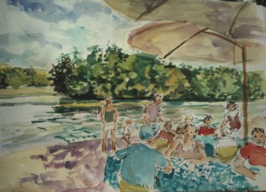 Peinture intitulée "Bord de Meuse" par Claude Hardenne, Œuvre d'art originale