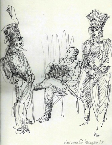 Malerei mit dem Titel "Waterloo, en attend…" von Claude Hardenne, Original-Kunstwerk