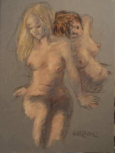图画 标题为“Les deux amies” 由Claude Hardenne, 原创艺术品