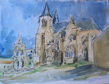 Painting titled "basilique d'Avioth" by Claude Hardenne, Original Artwork