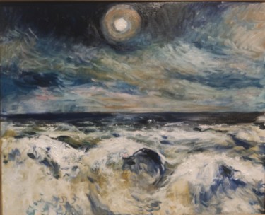 Dessin intitulée "lune marine" par Claude Hardenne, Œuvre d'art originale