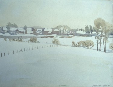 Dessin intitulée "en un pays neigeux" par Claude Hardenne, Œuvre d'art originale