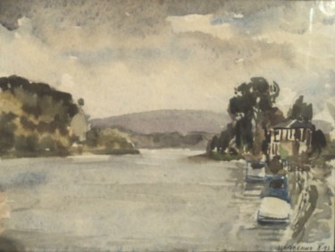 Peinture intitulée "la Meuse wallonne" par Claude Hardenne, Œuvre d'art originale